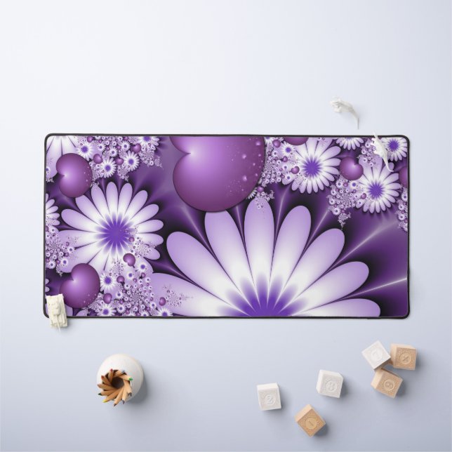 Falling in Love Abstract Flowers & Hearts Fractal Desk Mat (Kids Table)