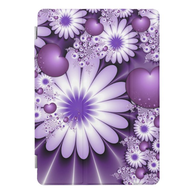 Falling in Love Abstract Flowers & Hearts Fractal iPad Pro Cover (Front)