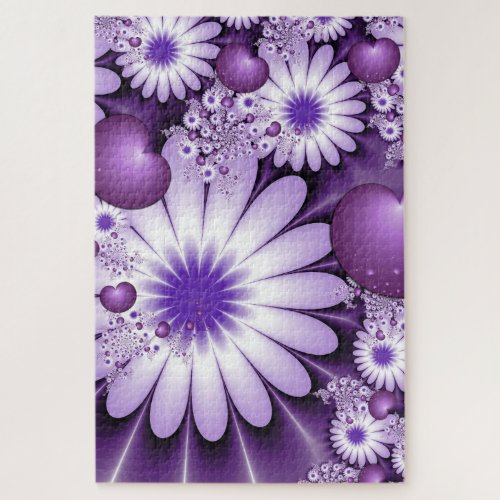 Falling in Love Abstract Flowers  Hearts Fractal Jigsaw Puzzle