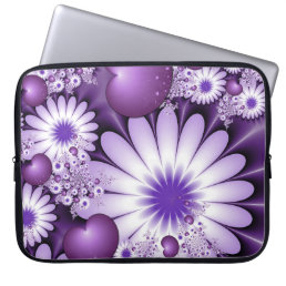 Falling in Love Abstract Flowers &amp; Hearts Fractal Laptop Sleeve