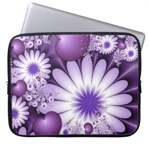 Falling in Love Abstract Flowers  Hearts Fractal Laptop Sleeve