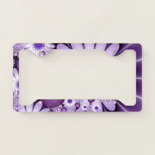 Falling in Love Abstract Flowers & Hearts Fractal License Plate Frame
