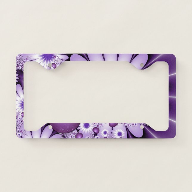 Falling in Love Abstract Flowers & Hearts Fractal License Plate Frame (Front)