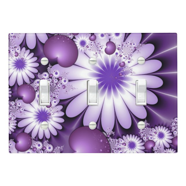 Falling in Love Abstract Flowers & Hearts Fractal Light Switch Cover (In Situ)