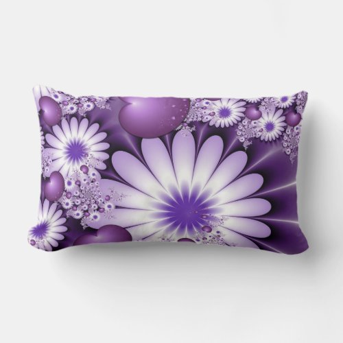 Falling in Love Abstract Flowers  Hearts Fractal Lumbar Pillow