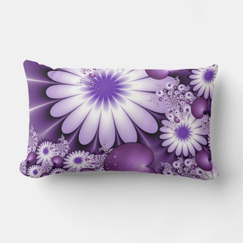 Falling in Love Abstract Flowers  Hearts Fractal Lumbar Pillow