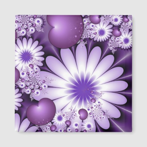 Falling in Love Abstract Flowers  Hearts Fractal Magnet