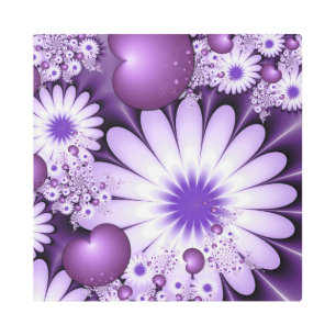 Falling in Love Abstract Flowers & Hearts Fractal Metal Print