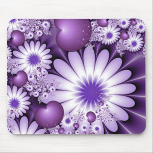 Falling in Love Abstract Flowers & Hearts Fractal Mouse Pad