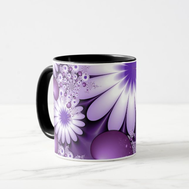 Falling in Love Abstract Flowers & Hearts Fractal Mug (Front Left)