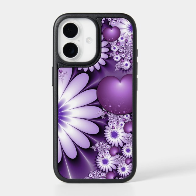 Falling in Love Abstract Flowers & Hearts Fractal Otterbox iPhone Case (Back)