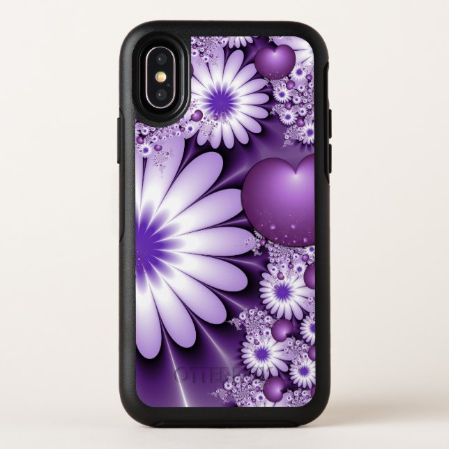 Falling in Love Abstract Flowers & Hearts Fractal Otterbox iPhone Case (Back)