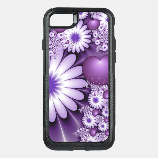 Falling in Love Abstract Flowers & Hearts Fractal Otterbox iPhone Case (Back)