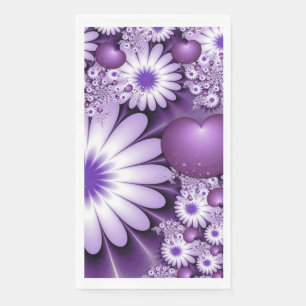 Falling in Love Abstract Flowers & Hearts Fractal Paper Guest Towels