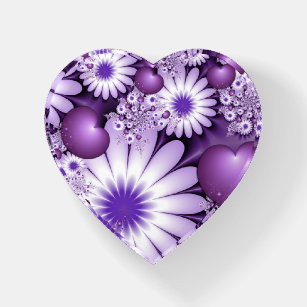 Falling in Love Abstract Flowers & Hearts Fractal Paperweight