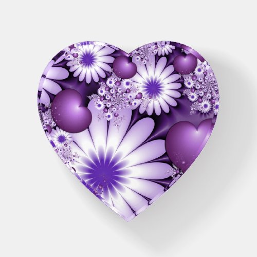 Falling in Love Abstract Flowers  Hearts Fractal Paperweight