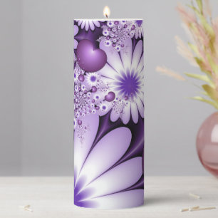 Falling in Love Abstract Flowers & Hearts Fractal Pillar Candle