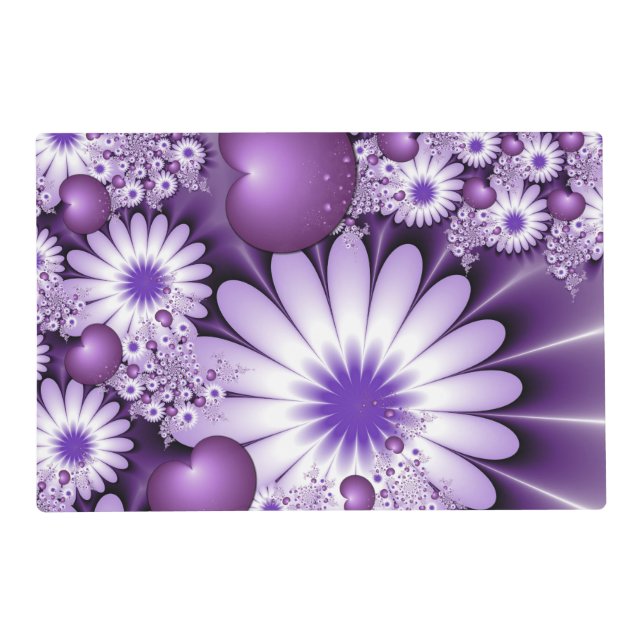 Falling in Love Abstract Flowers & Hearts Fractal Placemat (Front)