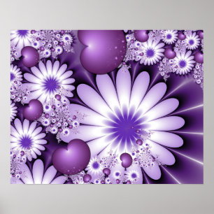 Falling in Love Abstract Flowers & Hearts Fractal Poster