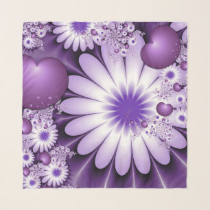 Falling in Love Abstract Flowers & Hearts Fractal Scarf