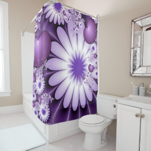 Falling in Love Abstract Flowers & Hearts Fractal Shower Curtain