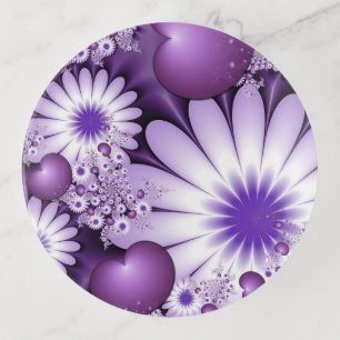 Falling in Love Abstract Flowers & Hearts Fractal Trinket Tray