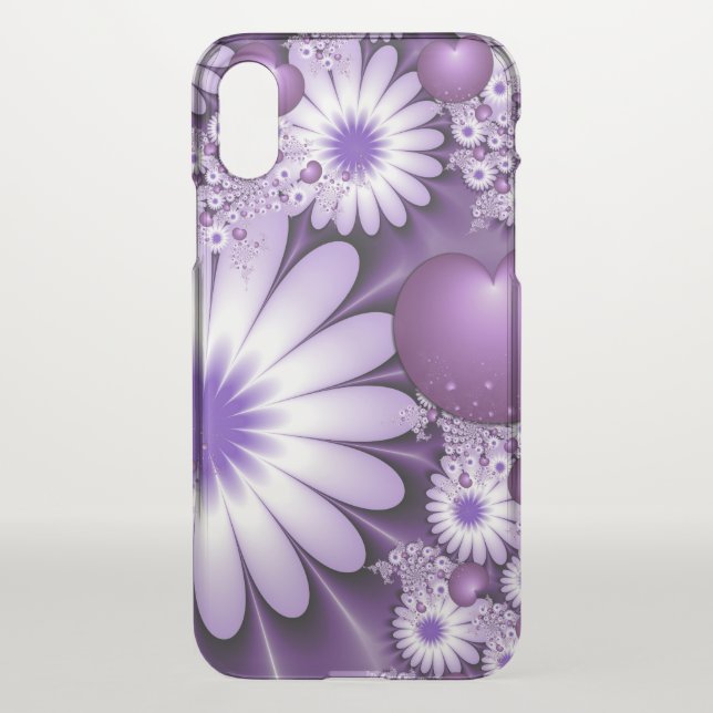 Falling in Love Abstract Flowers & Hearts Fractal Uncommon iPhone Case (Back)