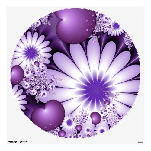 Falling in Love Abstract Flowers  Hearts Fractal Wall Decal