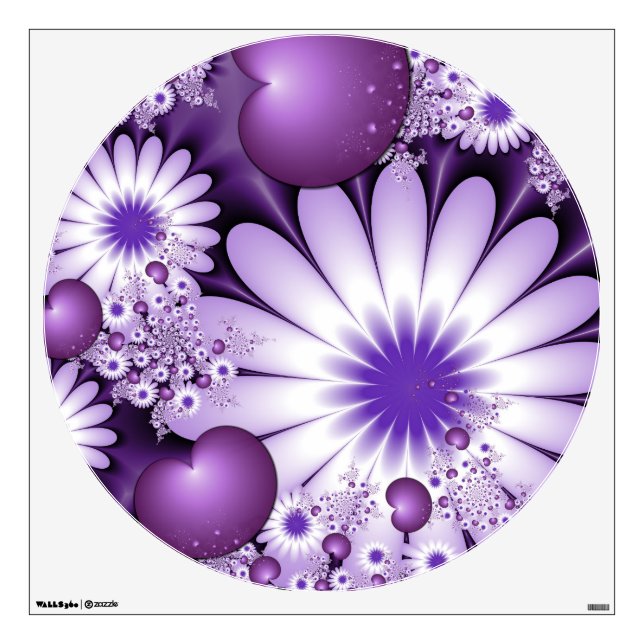 Falling in Love Abstract Flowers & Hearts Fractal Wall Decal (Front)