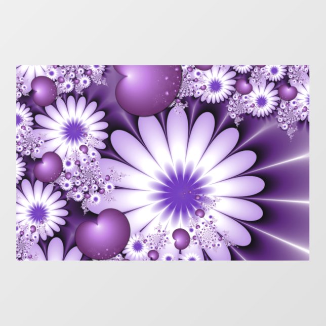 Falling in Love Abstract Flowers & Hearts Fractal Wall Decal (Front)