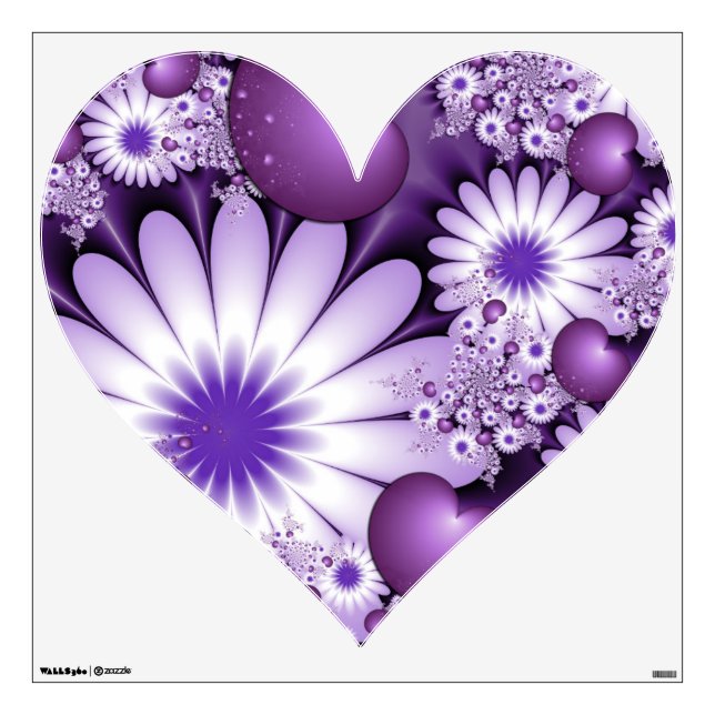Falling in Love Abstract Flowers & Hearts Fractal Wall Decal (Front)