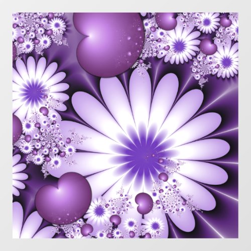 Falling in Love Abstract Flowers  Hearts Fractal Window Cling