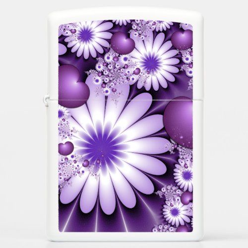 Falling in Love Abstract Flowers  Hearts Fractal Zippo Lighter