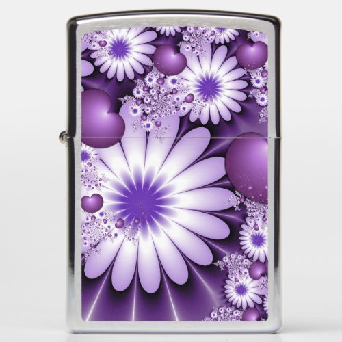 Falling in Love Abstract Flowers  Hearts Fractal Zippo Lighter