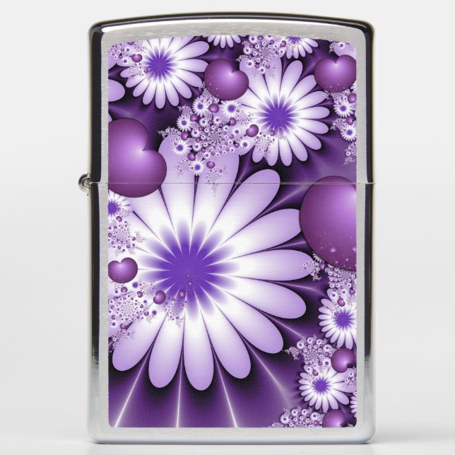 Falling in Love Abstract Flowers & Hearts Fractal Zippo Lighter (Front)