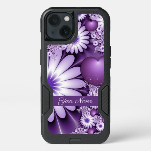 Falling in Love Abstract Flowers  Hearts Name iPhone 13 Case