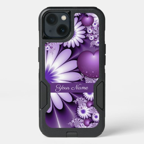 Falling in Love Abstract Flowers  Hearts Name iPhone 13 Case