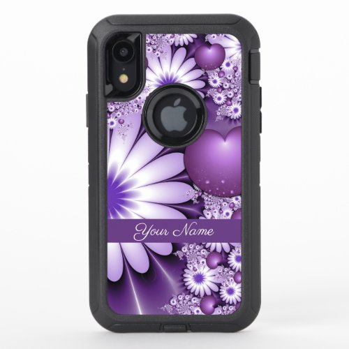 Falling in Love Abstract Flowers  Hearts Name OtterBox Defender iPhone XR Case