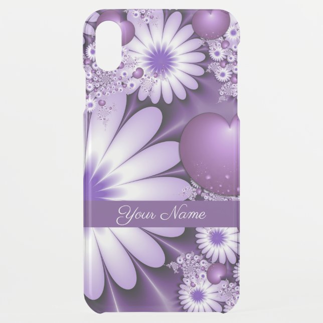 Falling in Love Abstract Flowers & Hearts Name Uncommon iPhone Case (Back)