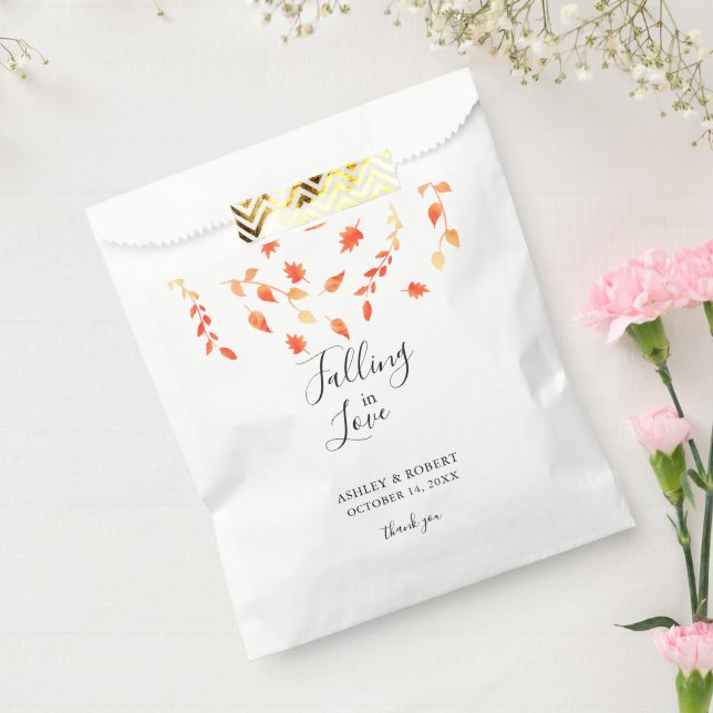 Falling in Love Autumn Wedding Bridal Foliage   Favor Bag (Sealed)