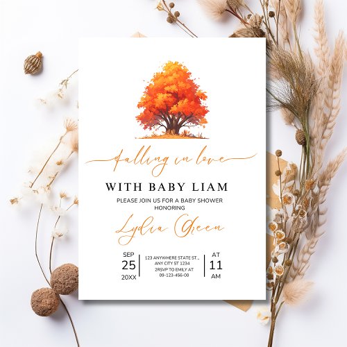 Falling in Love Baby Shower Autumn Baby Shower  Invitation