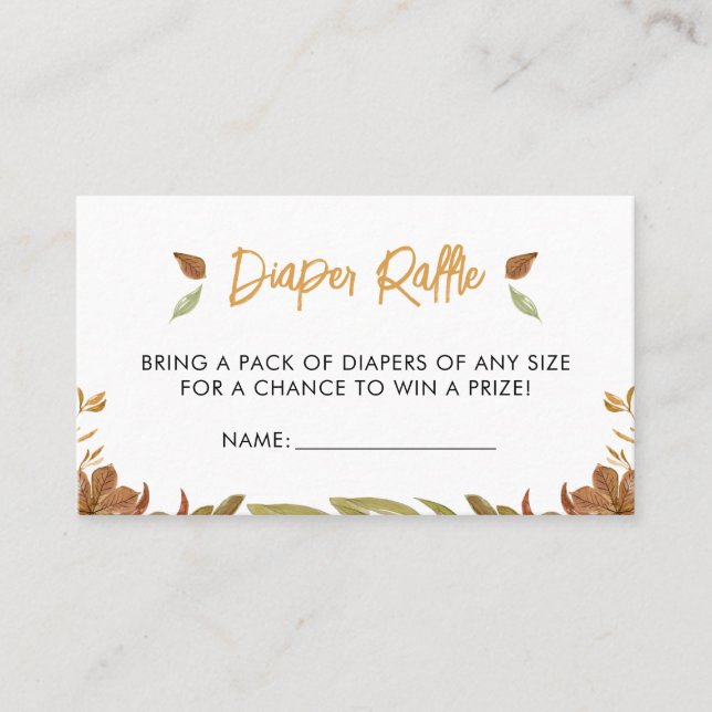 Falling in Love Baby Shower Diaper Raffle Business Card (Front)