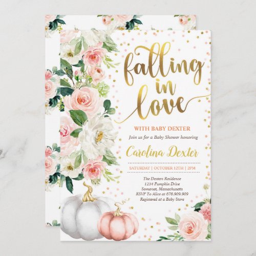 Falling In Love Baby Shower Invitation Pink Gold