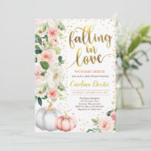 Falling In Love Baby Shower Invitation Pink Gold (Standing Front)