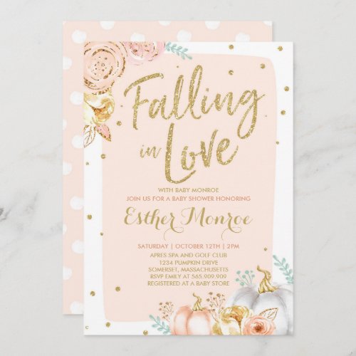 Falling In Love Baby Shower Invitation Pink Gold