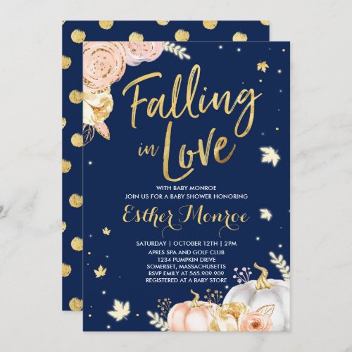 Falling In Love Baby Shower Invitation Pink Gold