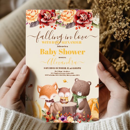 Falling in Love Baby Woodland Baby Shower Invitation
