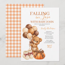 Falling in Love Bear Pumpkin Fall Baby Shower