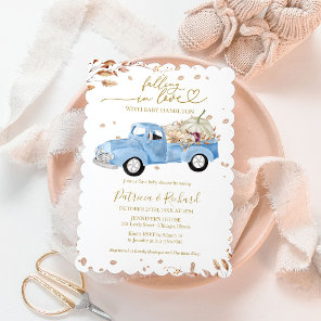 Falling In Love Boy Baby Shower Blue Truck Invitation