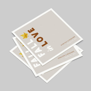 Falling in Love: Custom Script Fall Wedding Napkins